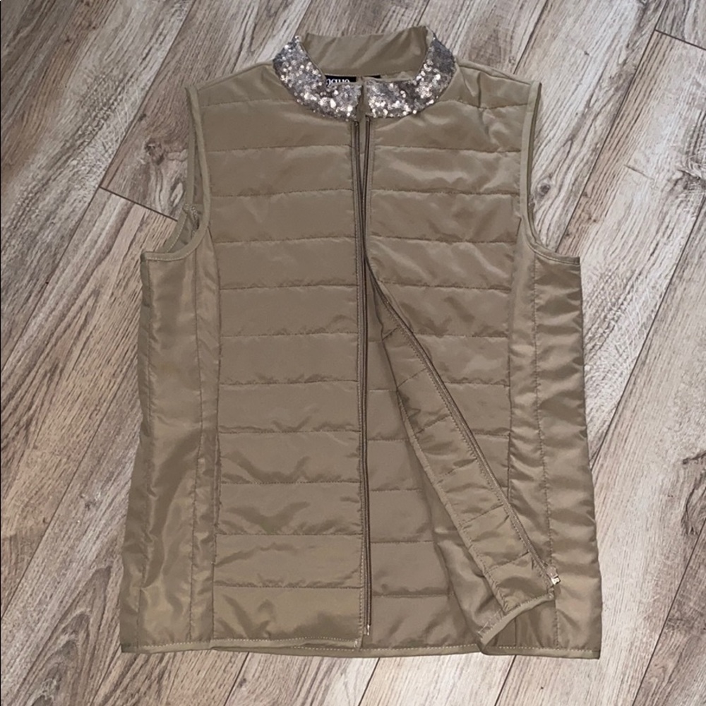 Tan Sequin Collar Vest